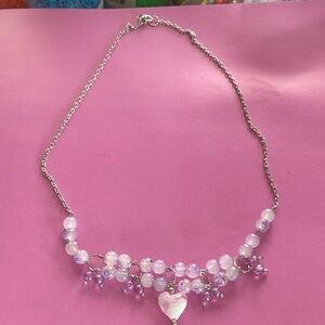 Elegant Silver and Purple Heart Necklace
